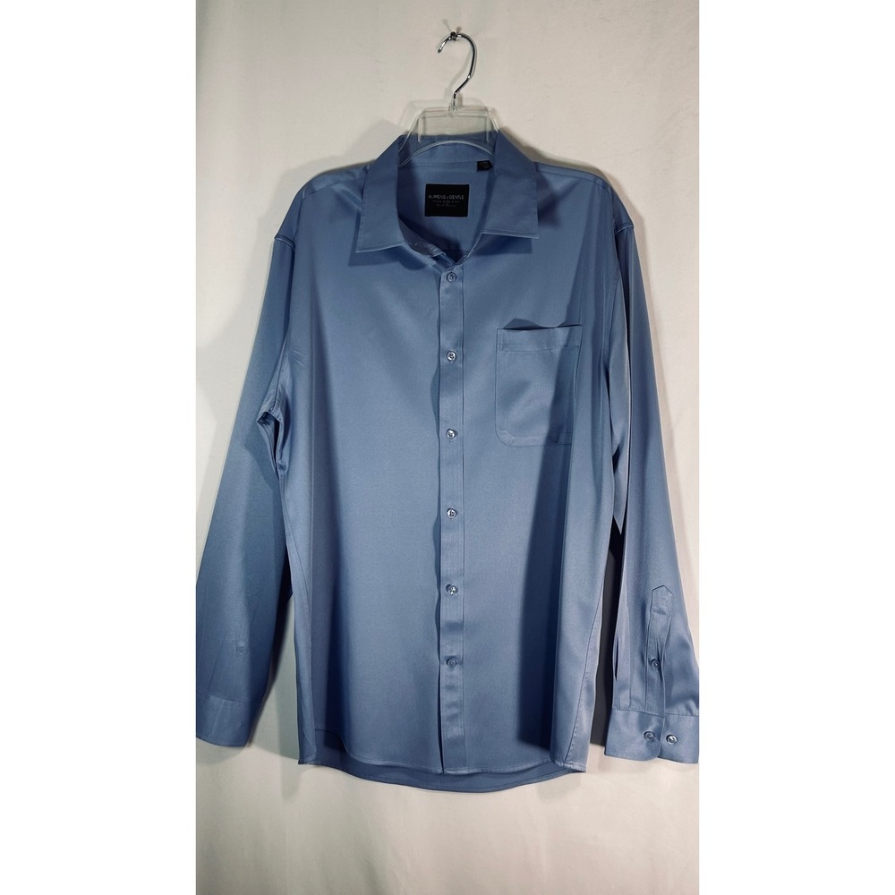 Alimens & Gentle Flex Dress Shirt Mens Large Tall Blue Long Sleeve Button Down